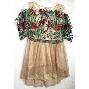 Tassels N Lace Sheer Embroidered Floral Ruffle Chiffon Lace Blouse Cream Women S